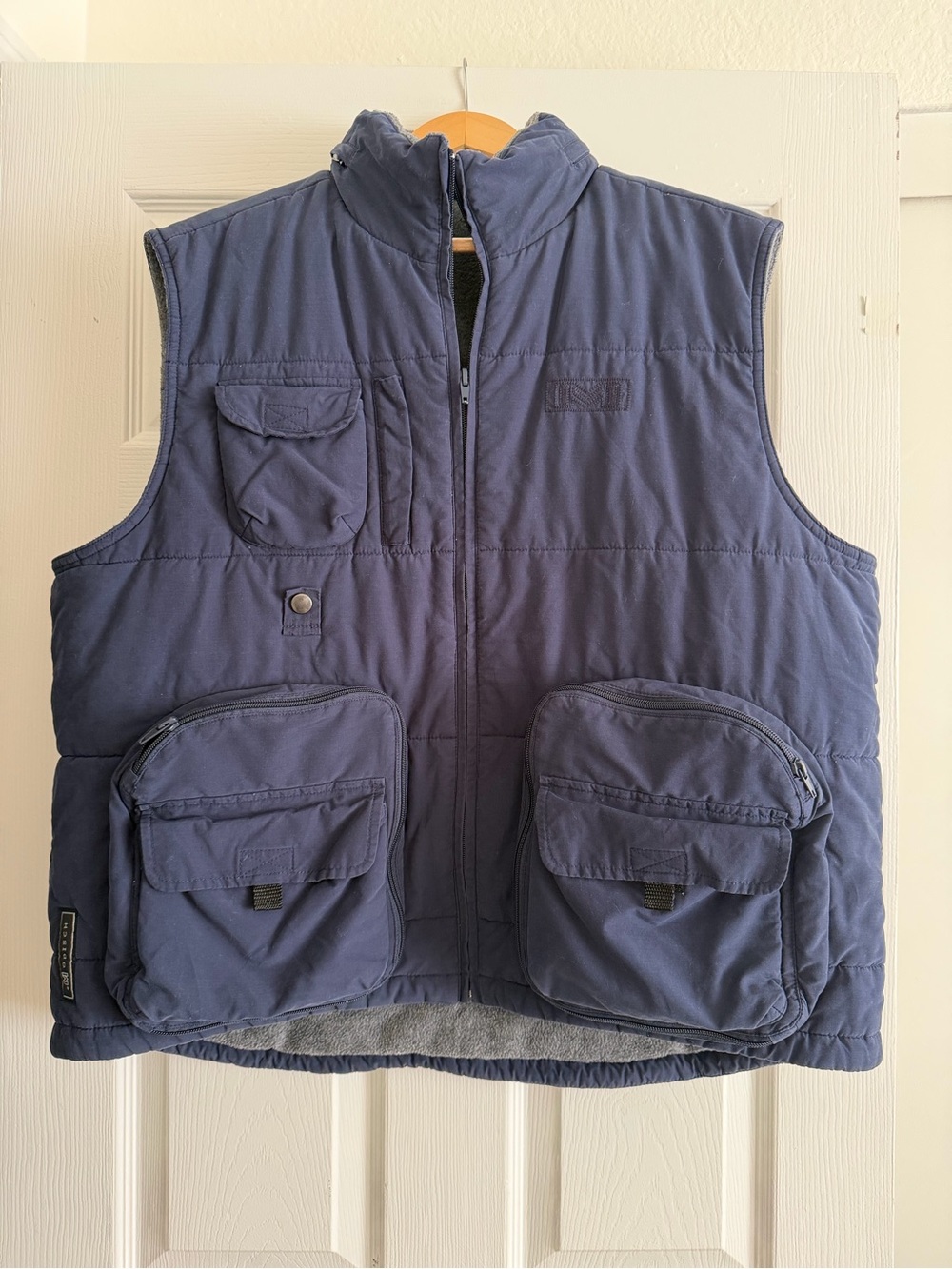 Men's Navy Quilted Utility Vest - Sleeveless Jacket